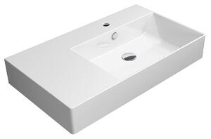GSI GSI, Chiuvetă ceramică KUBE X 80x47 cm, cu zonă de depozitare în stânga, ExtraGlaze alb, 9457111