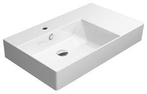 GSI GSI, Chiuvetă ceramică KUBE X 80x47 cm, cu zonă de depozitare în dreapta, ExtraGlaze alb, 9456111