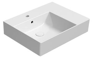 GSI GSI, Chiuvetă ceramică KUBE X 60x47cm, cu zonă de depozitare în dreapta, ExtraGlaze alb, 9438111