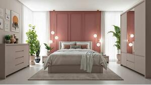 Set dormitor KASPIAN 1, casmir, pat 160x200, dulap cu 5 usi si 2 serta