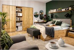 Set dormitor ZELE, stejar wotan, pat 160x200, 2 dulapuri, 2 noptiere