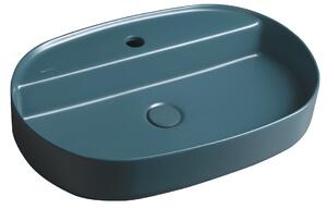 Isvea Isvea, chiuveta blat ceramica INFINITY OVAL, 60x40 cm, verde mat Petrol, 10NF65060-2P