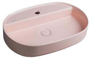 Isvea Isvea, Chiuveta blat ceramica INFINITY OVAL, 60x40 cm, roz somon mat, 10NF65060-2S