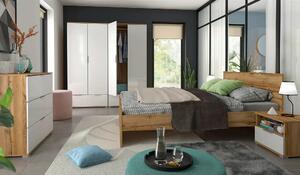 Set dormitor ZELE 3, stejar wotan/alb, pat 160x200, 2 dulapuri, 2 nopt