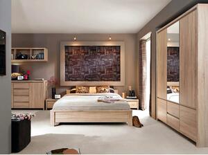 Set dormitor KASPIAN 3, stejar sonoma, pat 160x200, dulap cu 5 usi si