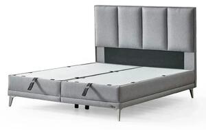 Pat COOL TOUCH 160x200, stofa gri - Noway E1055, cu somiera si spatiu