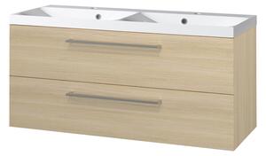 Mereo Mereo, Bino, dulap de baie din marmură turnată 121 cm, alb, stejar, MER-CN633M