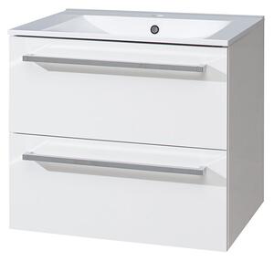 Mereo Mereo, Bino, dulap baie cu chiuveta ceramica 61 cm, alb, stejar, MER-CN660
