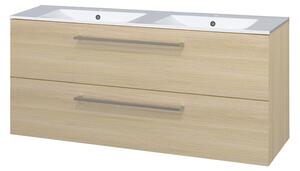 Mereo Mereo, Bino, dulap baie cu chiuveta ceramica 121 cm, alb, stejar, MER-CN633