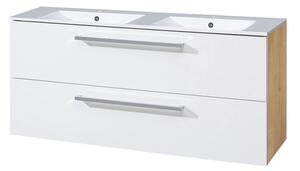 Mereo Mereo, Bino, dulap baie cu chiuveta ceramica 121 cm, alb, stejar, MER-CN673