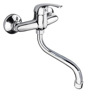 Mereo Mereo, Baterie pentru chiuveta montata pe perete, Liliac, cu brat tubular ø 18 mm - 300 mm, crom, MER-CBEE30106