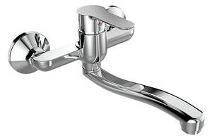 Mereo Mereo, Baterie pentru chiuvetă de perete, Zuna, cu braț plat curbat 200 mm, crom, MER-CB301Z