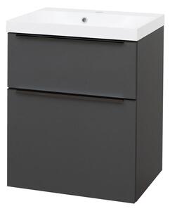 Mereo Mereo, Mailo, Dulap de baie cu chiuvetă din marmură turnată 61 cm, mâner negru, MER-CN530MB
