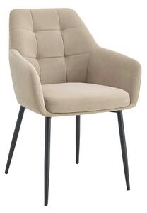 Scaun UGO NEW, bej/negru, stofa catifelata/metal, 58x62x85 cm