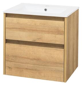 Mereo Mereo, Opto, dulap baie cu chiuveta ceramica 61 cm, alb, stejar, alb/stejar, negru, MER-CN920