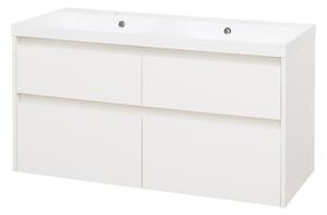Mereo Mereo, Opto, Dulap de baie cu chiuvetă din marmură turnată, 121 cm, alb, stejar, alb/stejar, negru, MER-CN913M