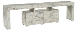 Comoda TV ENCLAVE, alb cu efect de marmura, PAL, 180x32x50 cm