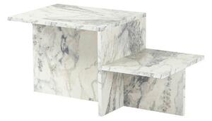 Masuta cafea HARMONY, alb cu efect de marmura, PAL, 80x40x40 cm