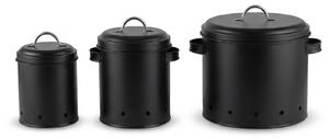Set de 3 recipiente metalice cu capace, Ø 12–23,5 cm