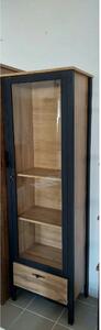 PRODUS RESIGILAT - Vitrina LOFT, stejar wotan/negru, PAL/sticla, 62x39