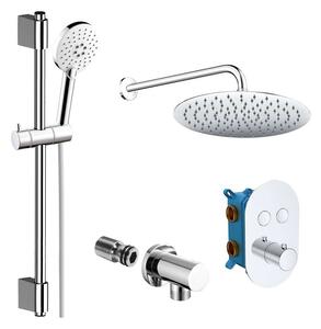 Mereo Mereo, Set de duș cu robinet ascuns cu buton termostatic - 2 - drum - capac oval, MER-CB60106TB2