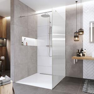 Mereo Mereo, perete dus WALK IN, Novea, crom ALU, sticla Line, MER-CK10600HL