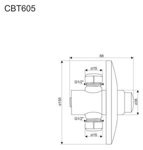 Mereo Mereo, supapă de duș ascunsă 1/2"x1/2", MER-CBT605