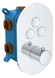 Mereo Mereo, robinet termostatic cu buton ascuns - 3 căi - capac oval, MER-CB60157TB