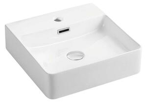 Mereo Mereo, Blat și chiuvetă suspendată cu preaplin, 420x425x130 mm, ceramică - se trimite pe palet, MER-UC424212