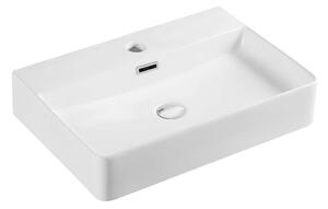 Mereo Mereo, Blat și chiuvetă suspendată cu preaplin, 600x430x125 mm, ceramică - se trimite pe palet, MER-UC604212