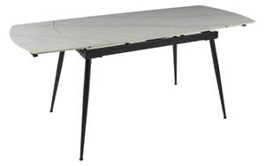 Masa extensibila VELA, alb cu efect de marmura/negru, ceramica/metal