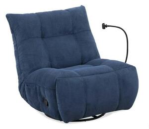Fotoliu recliner MARCUS, albastru/negru, stofa clasica/metal, 84x104x9