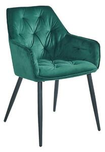 Scaun BEL, verde smarald/negru, stofa catifelata/metal, 58x63x86 cm