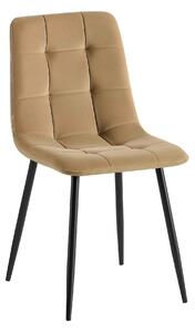 Scaun TED NEW, bej inchis/negru, stofa catifelata/metal, 46x54x88 cm