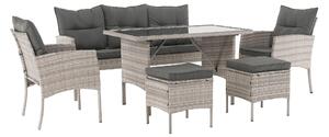 Z0ND0 Set mobilier de grădină din ratan LELON (gri deschis) (pentru 4-6 persoane). 1091737