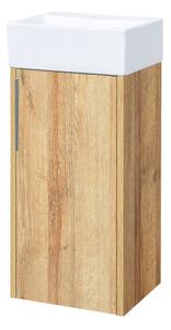 Mereo Mereo, Vigo, dulap baie cu chiuveta ceramica, 33 cm, alb, stejar, MER-CN351