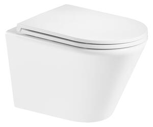 Mereo Mereo, WC montat pe perete cu glugă, Smart Flush RIMLESS, ceramică, incl. scaune, MER-VSD85T1