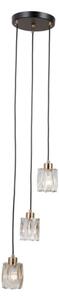 ITALUX PND-40813-3R-BK-HBR - Candelabru suspendat cu cablu TORNO, 3xE14/40W/230V, negru/auriu