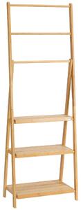 Kleankin Suport de Podea Multifuncțional pentru Prosoape de Baie cu 3 Bare și 3 Rafturi, 53x30,5x152 cm, Natural | Aosom Romania