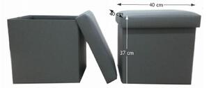 Taburet pliabil TELA NEW tapitat cu piele ecologica gri, 40x40x37 cm