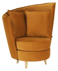 Fotoliu Art Deco, tesatura Riviera mustar / fag, ROUND NEW