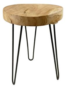 Scaun din lemn,cu picioare metalice, stil industrial, natural