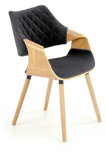Scaun tapitat K396, negru/stejar, stofa catifelata/placaj, 56x55x77 cm