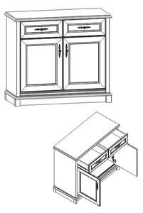 Comodă Sonata 100 cm pentru birou cu două uși și cu sertare - castan nobil