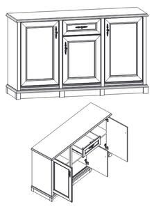 Comodă Sonata 150 cm pentru birou cu trei uși cu sertar - castan nobil