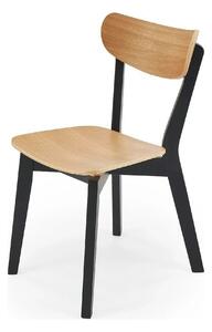 Scaun HAITI, stejar/negru, placaj/lemn, 42x52x80 cm