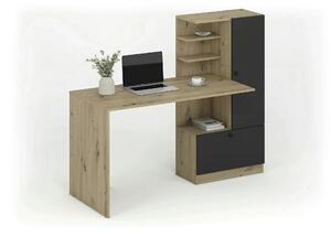 Birou HOBAS, stejar artisan/negru, PAL laminat, 150x62x120 cm