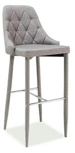 Scaun bar TRIX H-1, gri, stofă/metal, 46x42x109 cm