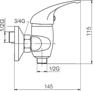 Novaservis Metalia 55, baterie dus 150 mm, crom, 55060.0