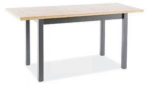 Masă extensibilă ADAM, stejar artizanal/negru mat, PAL laminat/MDF, 12
